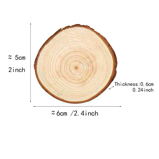 HKM-616595 Natural Pine Wood Polishing Craft Decoration with Perforated Hemp Rope, 5x6cm