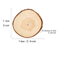 HKM-616595 Natural Pine Wood Polishing Craft Decoration with Perforated Hemp Rope, 5x6cm