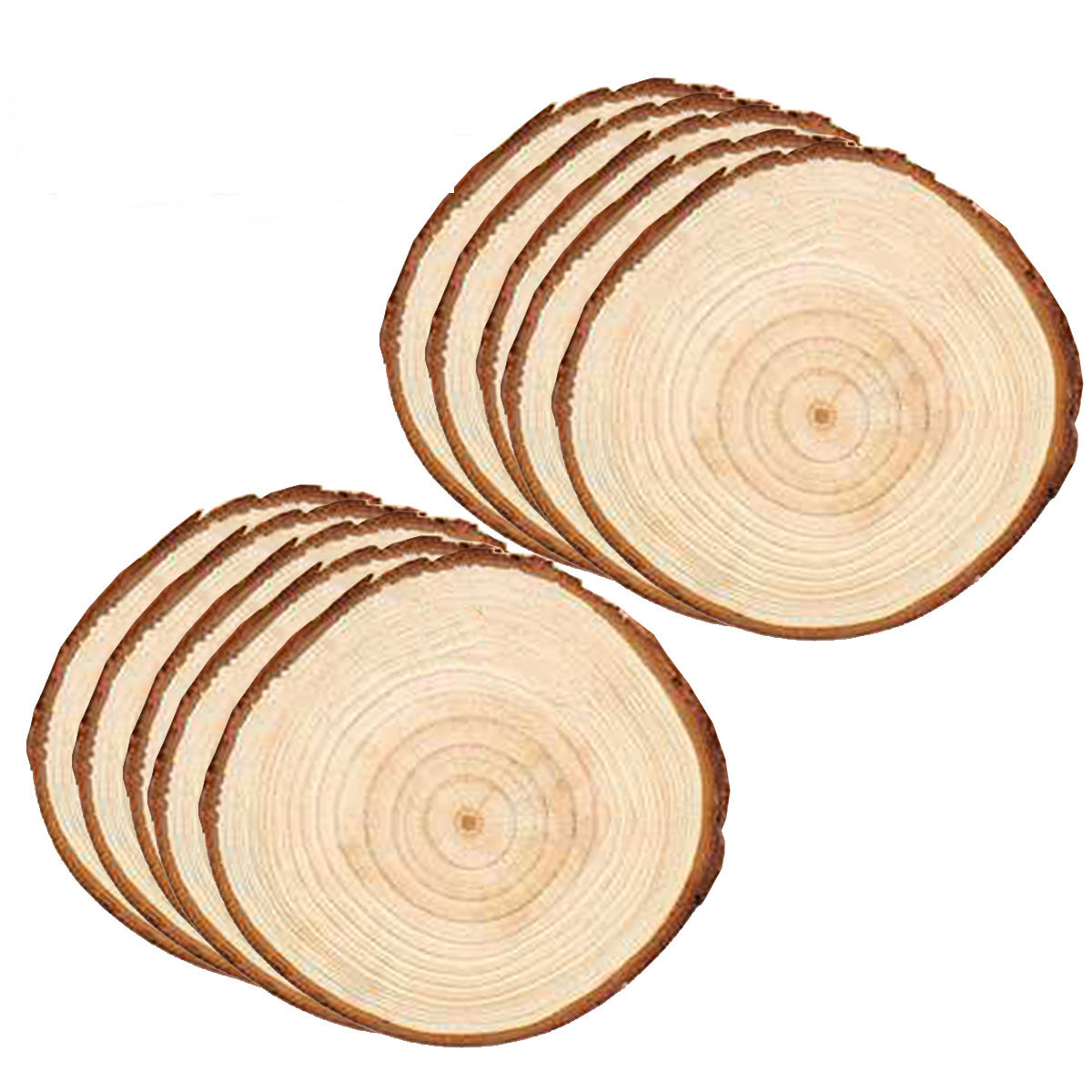 HKM-616595 Natural Pine Wood Polishing Craft Decoration with Perforated Hemp Rope, 5x6cm