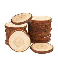 HKM-616595 Natural Pine Wood Polishing Craft Decoration with Perforated Hemp Rope, 5x6cm