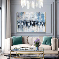 HKM-616723 Hand-Painted Oil Canvas Wall Art - Abstract Street Scene for Living Room Decor, Rolled and Unstretched