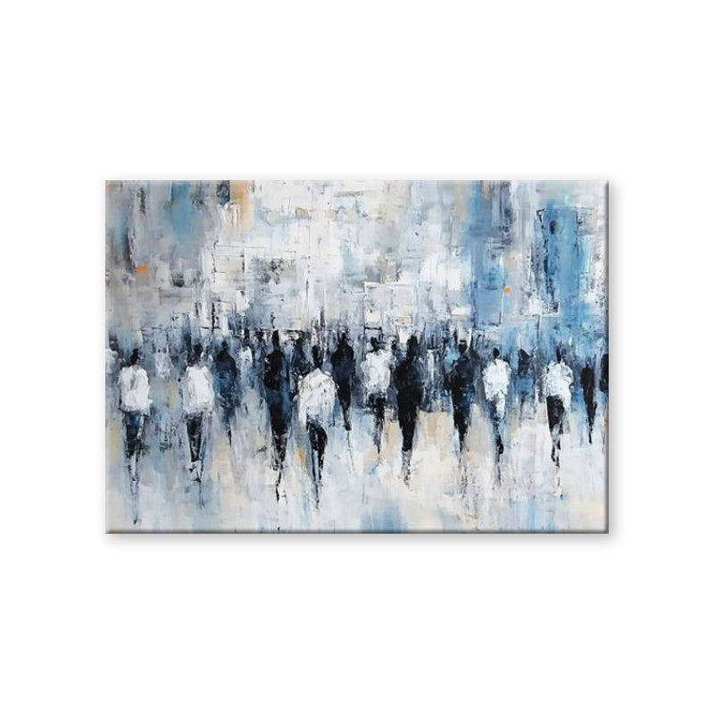 HKM-616723 Hand-Painted Oil Canvas Wall Art - Abstract Street Scene for Living Room Decor, Rolled and Unstretched