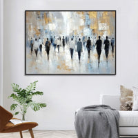 HKM-616723 Hand-Painted Oil Canvas Wall Art - Abstract Street Scene for Living Room Decor, Rolled and Unstretched