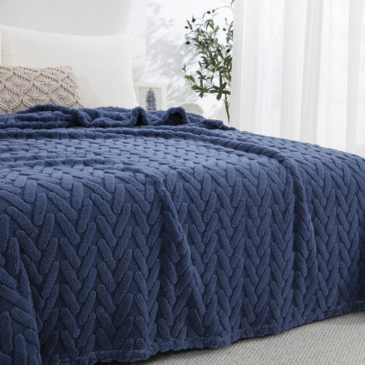 HKM-616787 Double-Sided Jacquard Velvet Blanket in Solid Colors and Multiple Sizes