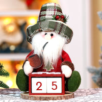 HKM-616915 Wooden Old Man Doll - Charming Cartoon Christmas Calendar Decoration