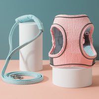 HKM-616979 Reflective Chest Strap Vest for Cats with Deerskin Velvet, Adjustable Towing Rope, Secure Double-Layer Protection