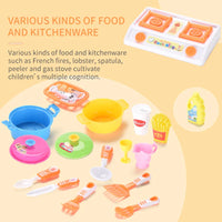 HKM-617043 Kids Pretend Play Cooking Set with Kitchen Tableware Tools for Ages 2-4