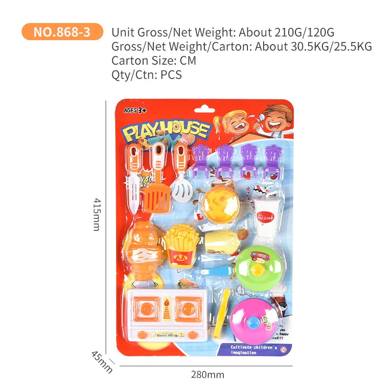 HKM-617043 Kids Pretend Play Cooking Set with Kitchen Tableware Tools for Ages 2-4