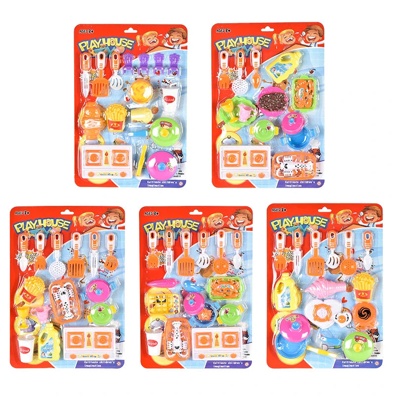 HKM-617043 Kids Pretend Play Cooking Set with Kitchen Tableware Tools for Ages 2-4