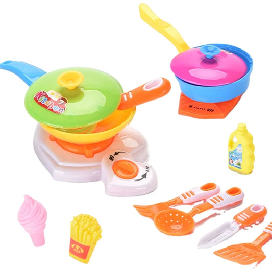 KTX-617043 Kids Pretend Play Cooking Set with Kitchen Tableware Tools for Ages 2-4