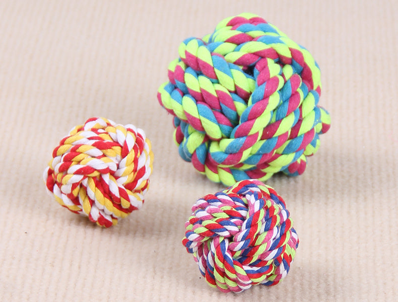 HKM-617235 Cotton Rope Ball Toy for Dogs - Molar Teeth Cleaning 9.5cm & 6cm Sizes