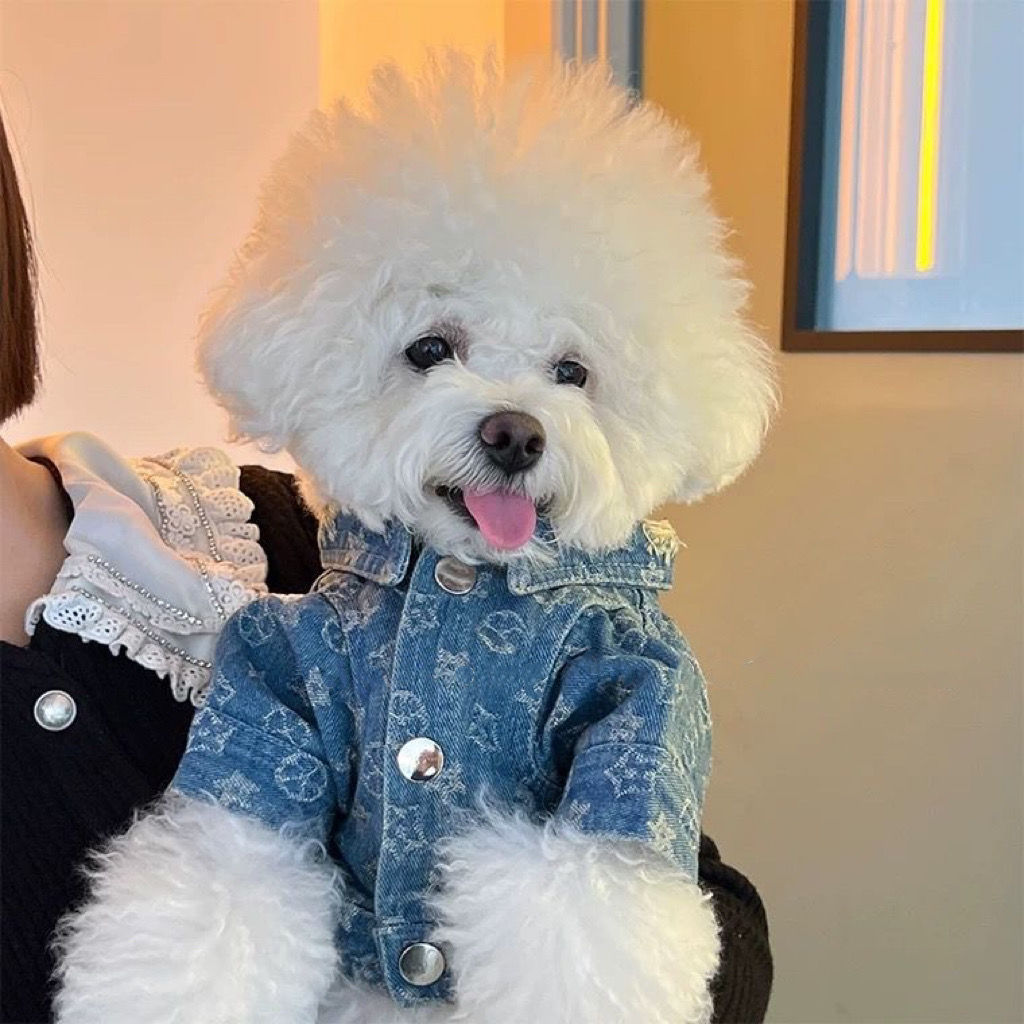 HKM-617235 Trendy Denim Jacket for Female Dogs - Cotton Material, Multiple Sizes Available