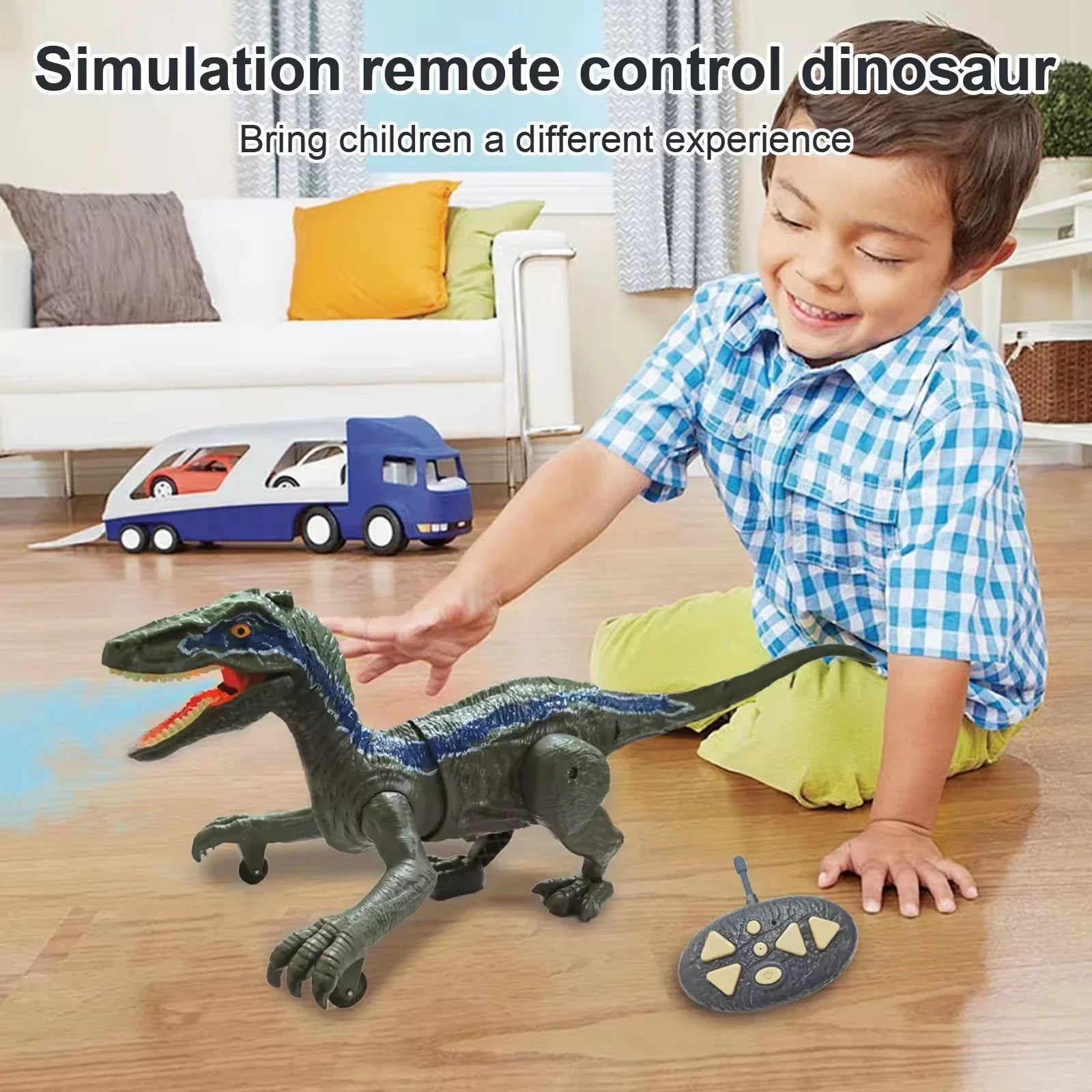 HKM-617363 2.4G Remote Control Climbing Velociraptor with Spray Function and Sound Effects for Kids