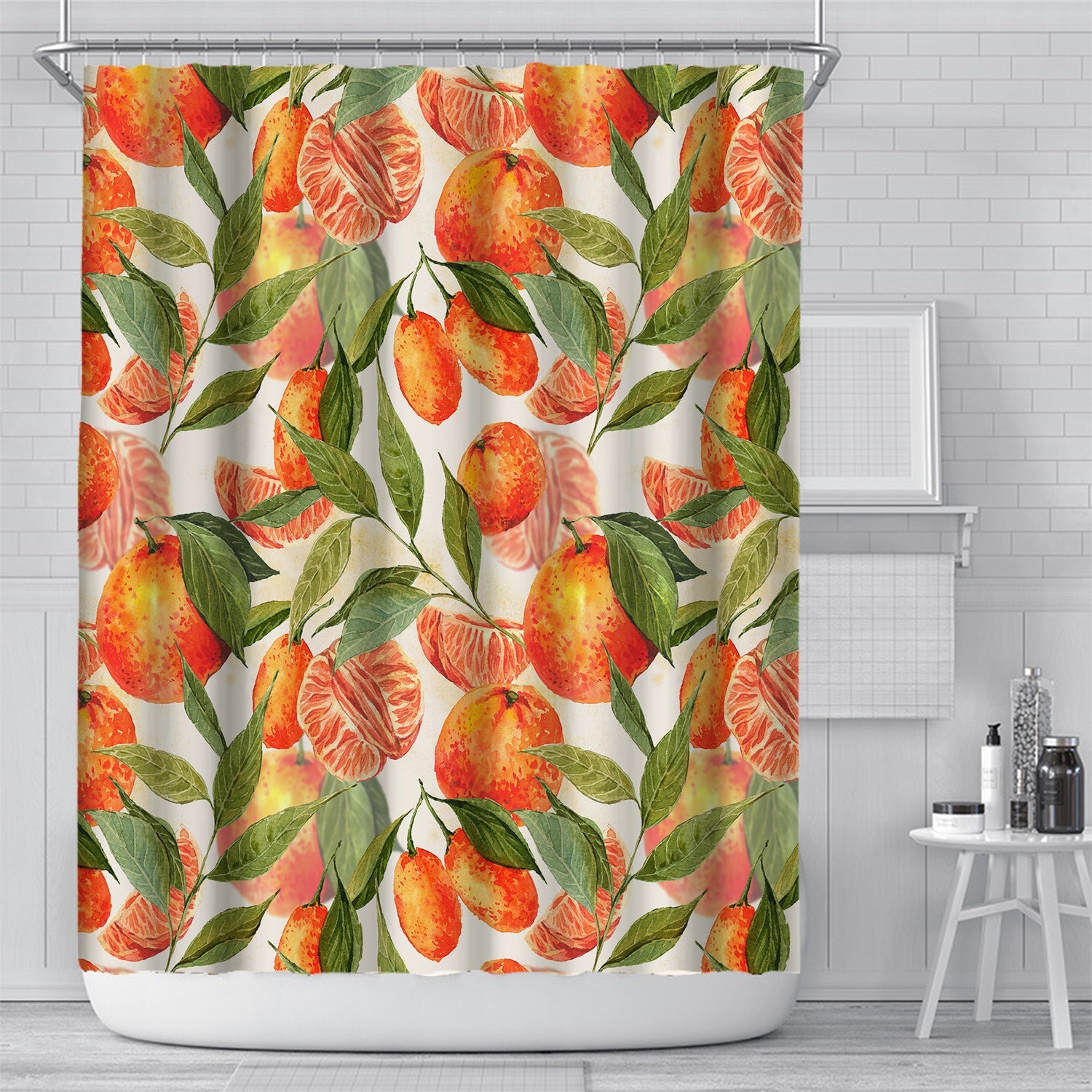 HKM-617491 Customizable Plant Waterproof Mildew-Proof Bathroom Shower Curtain with Hooks, 180cm x 180cm