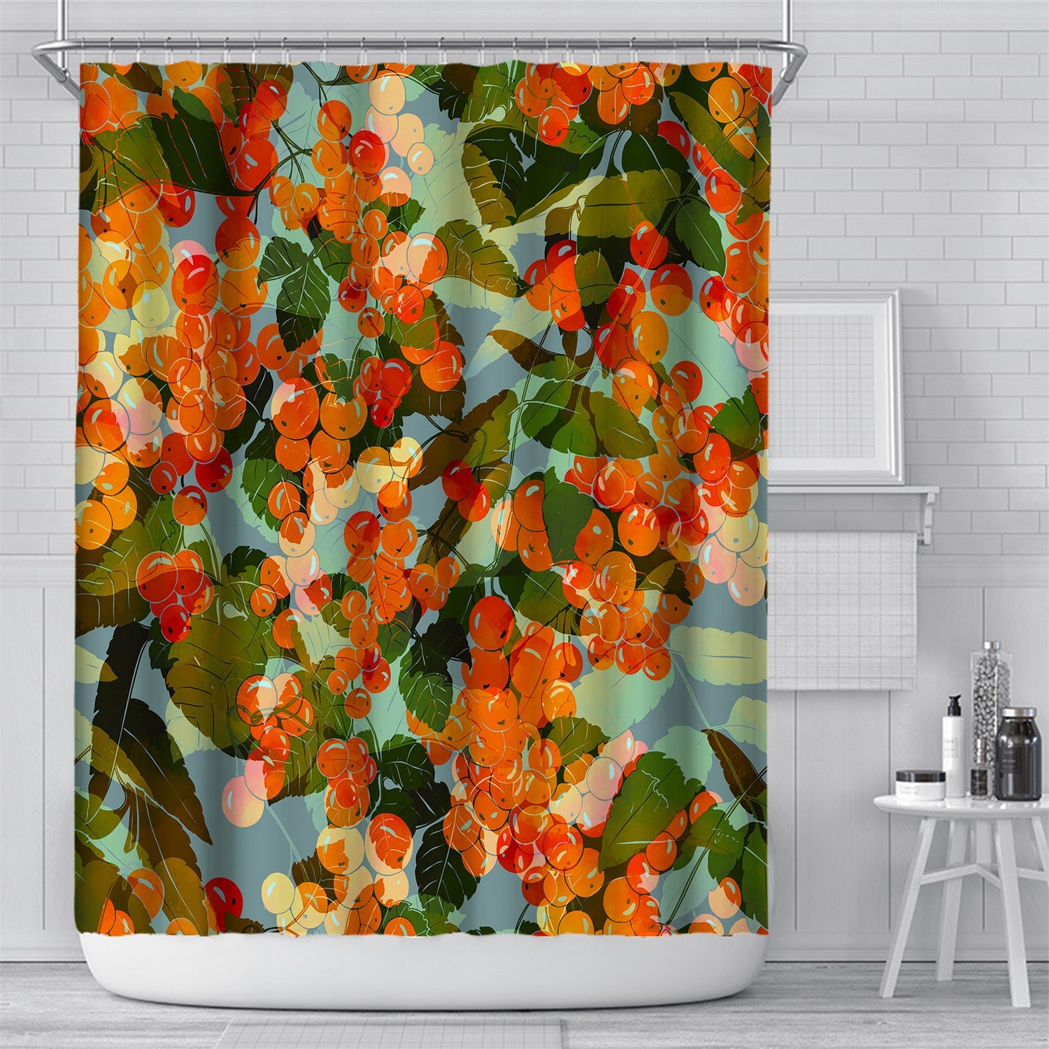 HKM-617491 Customizable Plant Waterproof Mildew-Proof Bathroom Shower Curtain with Hooks, 180cm x 180cm