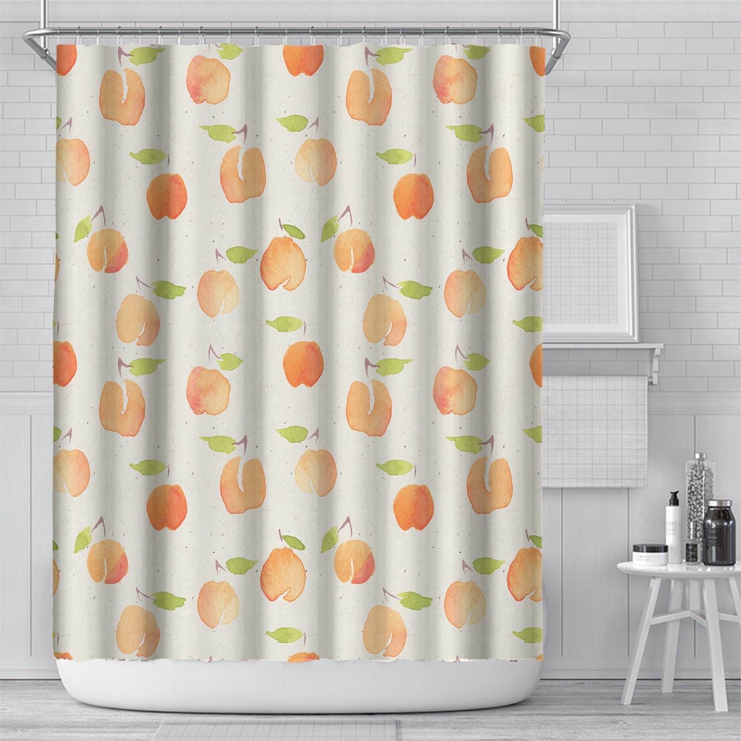 HKM-617491 Customizable Plant Waterproof Mildew-Proof Bathroom Shower Curtain with Hooks, 180cm x 180cm