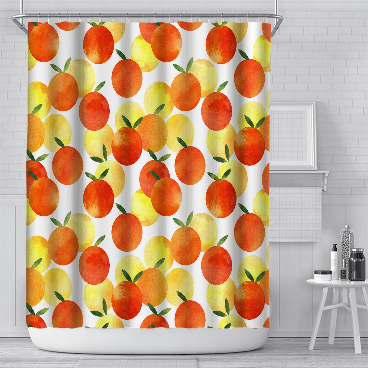 HKM-617491 Customizable Plant Waterproof Mildew-Proof Bathroom Shower Curtain with Hooks, 180cm x 180cm