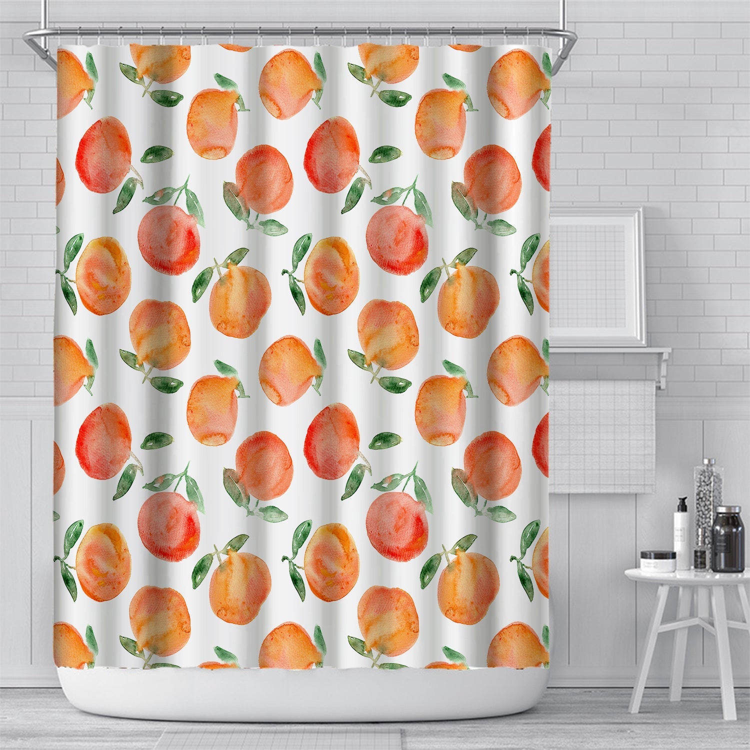 HKM-617491 Customizable Plant Waterproof Mildew-Proof Bathroom Shower Curtain with Hooks, 180cm x 180cm