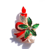 HKM-617555 Christmas-Themed Crystal Flower Brooch in Alloy - Festive Designs Including Elk, Christmas Trees, Santa, and More