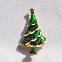 HKM-617555 Christmas-Themed Crystal Flower Brooch in Alloy - Festive Designs Including Elk, Christmas Trees, Santa, and More