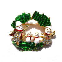 HKM-617555 Christmas-Themed Crystal Flower Brooch in Alloy - Festive Designs Including Elk, Christmas Trees, Santa, and More