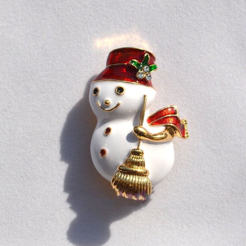 HKM-617555 Christmas-Themed Crystal Flower Brooch in Alloy - Festive Designs Including Elk, Christmas Trees, Santa, and More