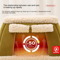 HKM-617747 Electric Heating Cat House for Dogs and Kittens with Far Infrared Heating Pad, Soft Plush Design