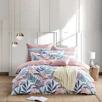 HKM-617747 Long-Staple Cotton Satin Printed Bedding Set - 4-Piece, Floral Design, Midsummer Night/Rovinj, Suitable for 1.5m & 1.8m Beds