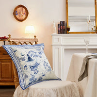 HKM-617747 Rustic Luxury Square Cushion Pillow with Plant and Flower Pattern for Living Room, 45x45cm