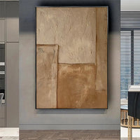 HKM-617875 Handmade Large Abstract Oil Painting in Brown Texture - Vertical Canvas Art for Modern Living Room Decor