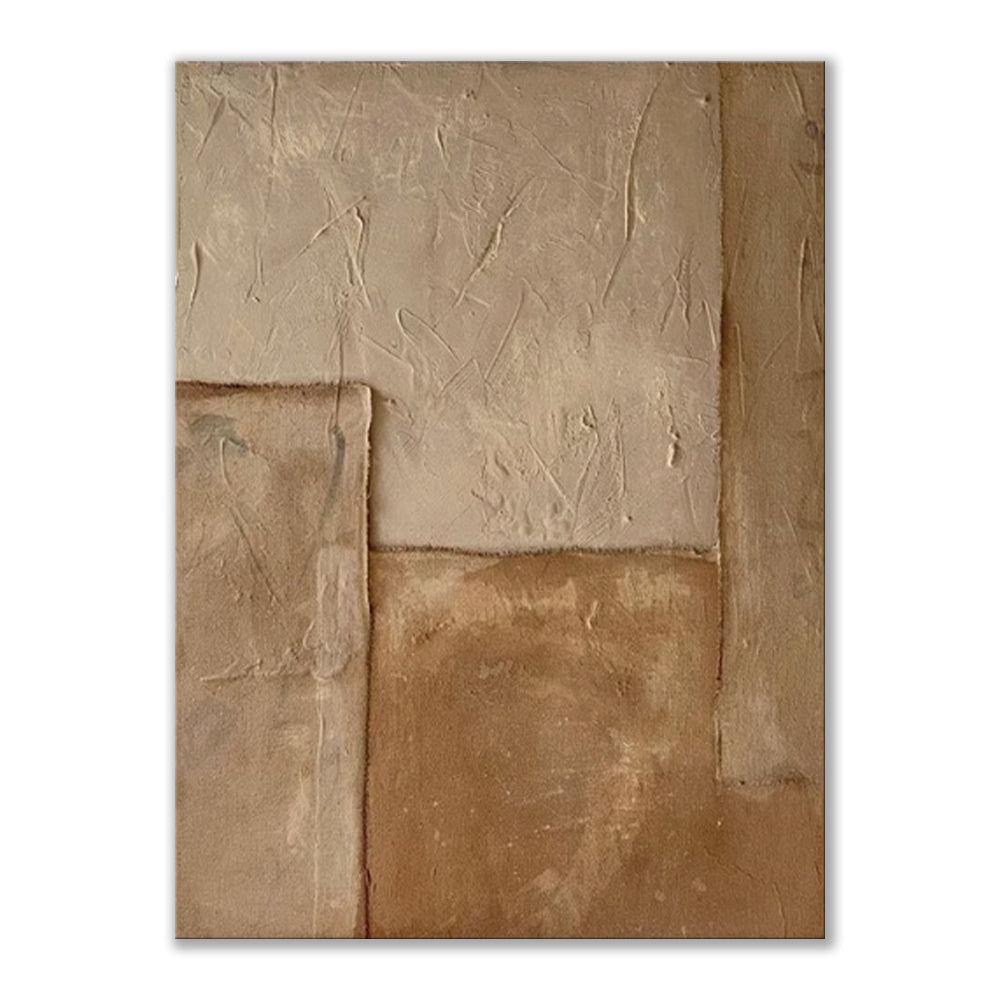 HKM-617875 Handmade Large Abstract Oil Painting in Brown Texture - Vertical Canvas Art for Modern Living Room Decor