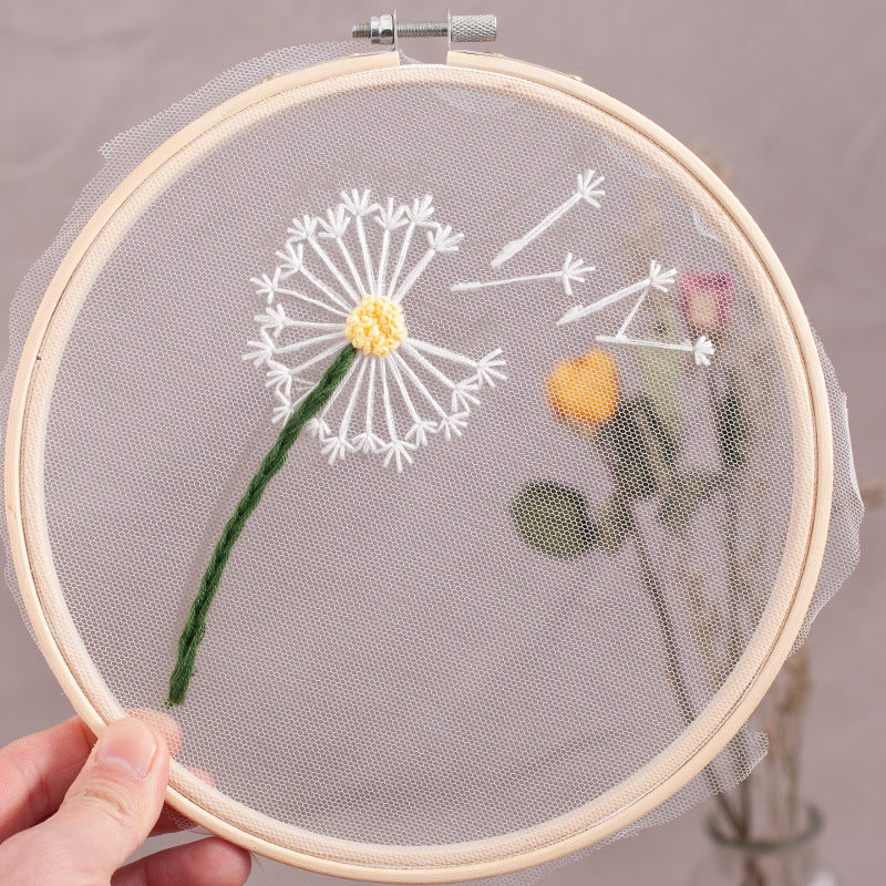 HKM-617939 Embroidery DIY Material Package for Beginners - Floral & Botanical Design