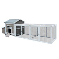 HKM-617939 Wooden Chicken Coop 118 Inch Outdoor Hen Poultry Cage with Free Range Door and Nest Box