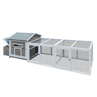 HKM-617939 Wooden Chicken Coop 118 Inch Outdoor Hen Poultry Cage with Free Range Door and Nest Box
