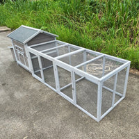 HKM-617939 Wooden Chicken Coop 118 Inch Outdoor Hen Poultry Cage with Free Range Door and Nest Box