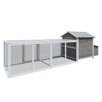 HKM-617939 Wooden Chicken Coop 118 Inch Outdoor Hen Poultry Cage with Free Range Door and Nest Box