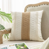 HKM-618003 Bohemian Cotton and Linen Pillow and Cushion Cover, Available in Beige and Khaki, Multiple Sizes