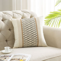 HKM-618003 Bohemian Cotton and Linen Pillow and Cushion Cover, Available in Beige and Khaki, Multiple Sizes
