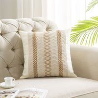 HKM-618003 Bohemian Cotton and Linen Pillow and Cushion Cover, Available in Beige and Khaki, Multiple Sizes