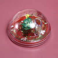 HKM-618067 Festive Christmas Water Cup with 3D Figurine - Santa, Bear, Tree & Snow Village Design