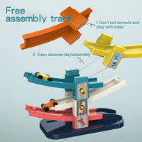 HKM-618195 Gliding Car Race Track Set with Ramps - Mini Plastic Slot Toy for Ages 2-4