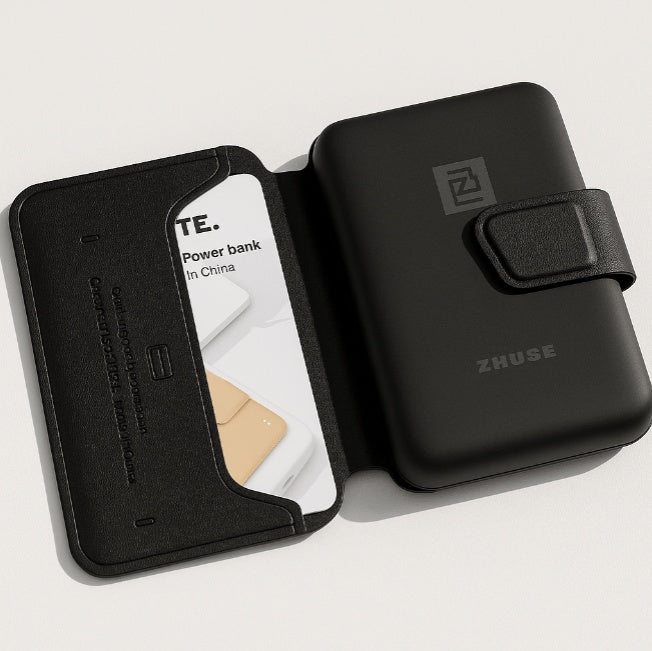 HKM-618195 Slim Wireless Power Bank with Card Holder - Portable Charging Wallet for Qi-Enabled Devices