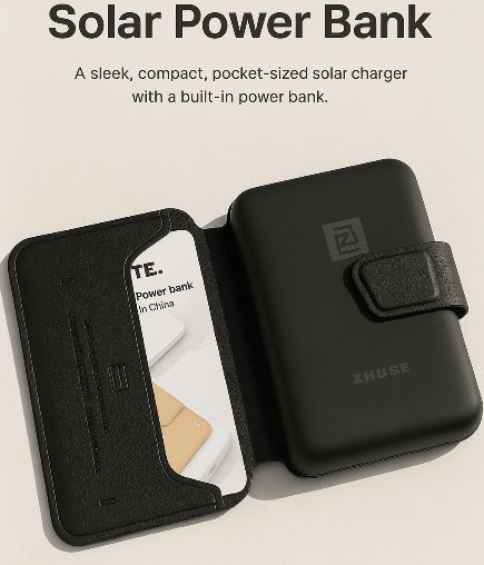 HKM-618195 Slim Wireless Power Bank with Card Holder - Portable Charging Wallet for Qi-Enabled Devices