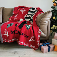HKM-618259 New Year Red Christmas Knitted Blanket - 100% Polyester Fiber, Multiple Sizes Available