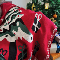HKM-618259 New Year Red Christmas Knitted Blanket - 100% Polyester Fiber, Multiple Sizes Available