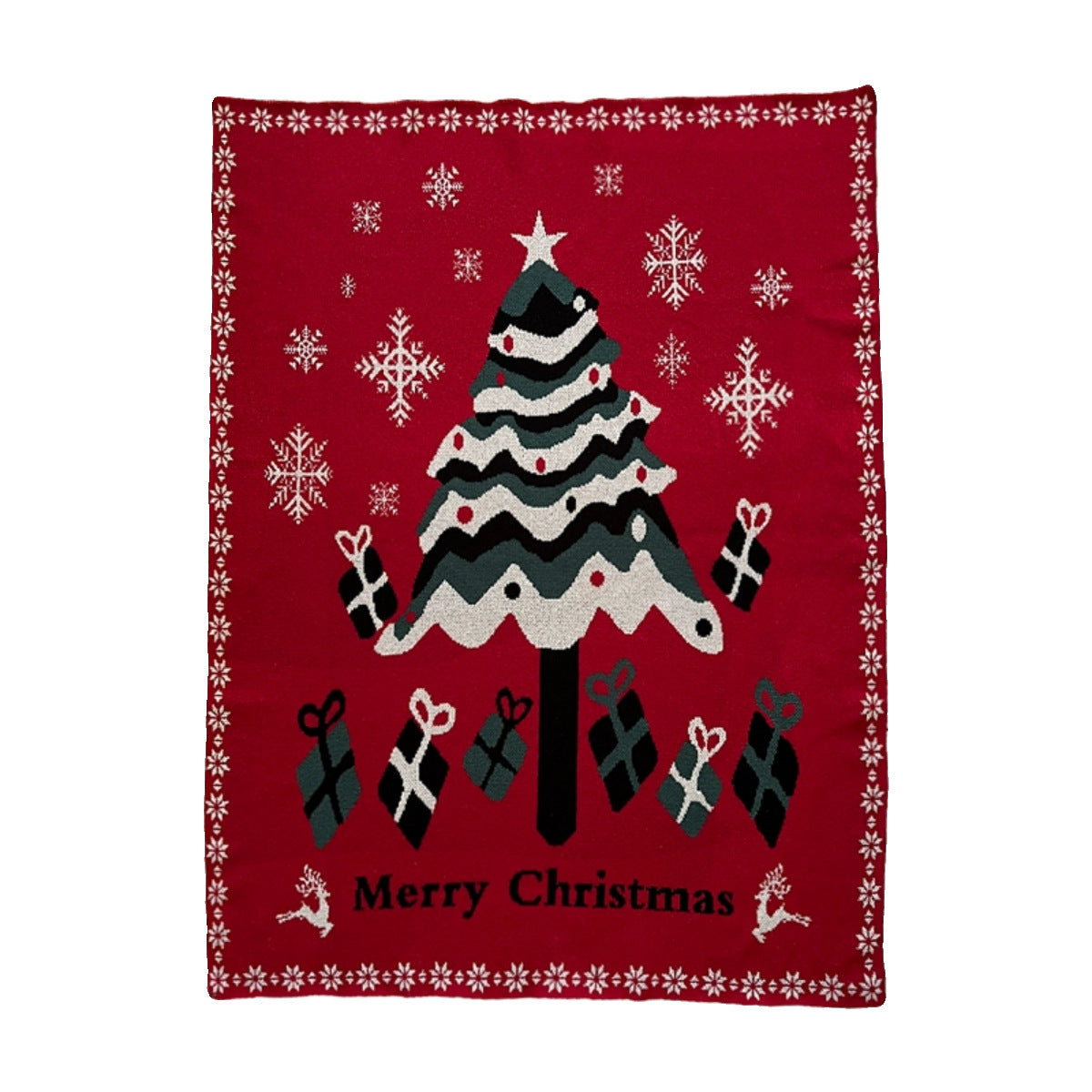 HKM-618259 New Year Red Christmas Knitted Blanket - 100% Polyester Fiber, Multiple Sizes Available