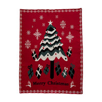 HKM-618259 New Year Red Christmas Knitted Blanket - 100% Polyester Fiber, Multiple Sizes Available
