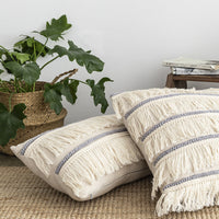 HKM-618323 Nordic Cotton Hemp Tassel Throw Pillow Cover - Square 45x45cm & Rectangular 50x30cm