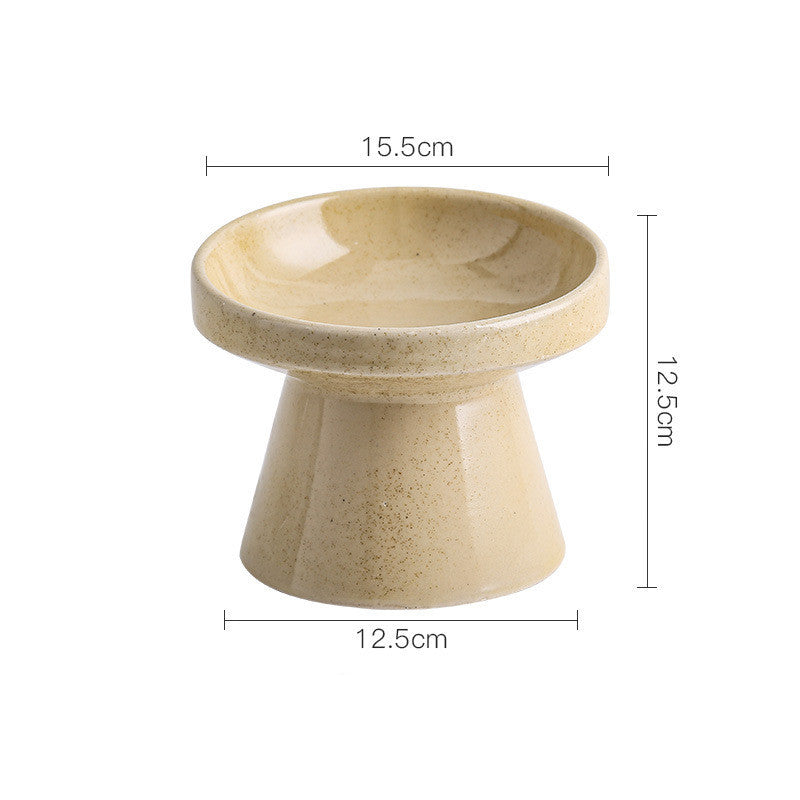 HKM-618451 Cylindrical Ceramic Cat Bowl in Leopard and Beige Colors