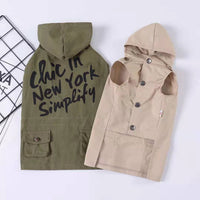 HKM-618515 Cozy Cotton Dog Sweater with Hood for Small Dogs in Khaki and Army Green